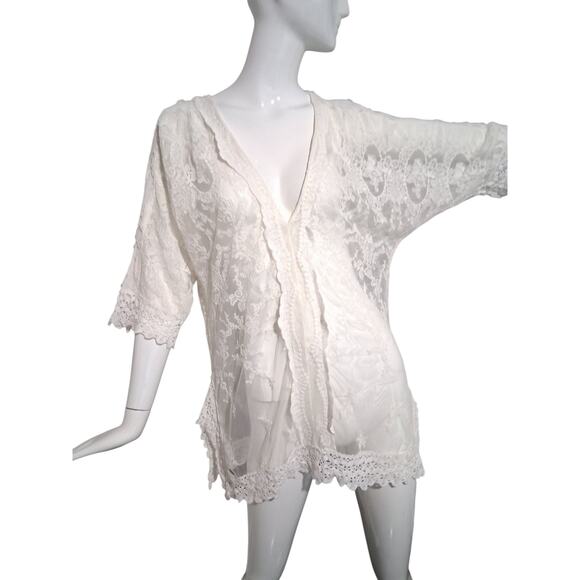 Crochet Whimsical Fairycore Victorian Women's size Large Romantic Lace Top - Picture 2 of 11